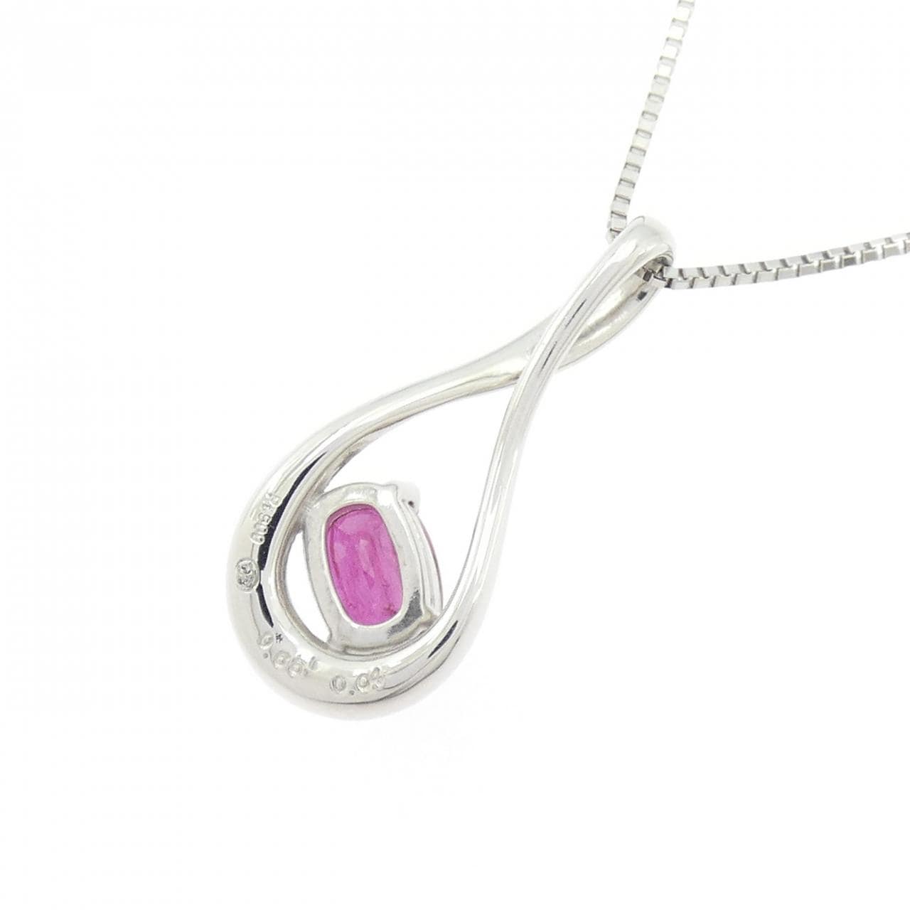 PT900/PT850 ルビー ネックレス 0.65CT