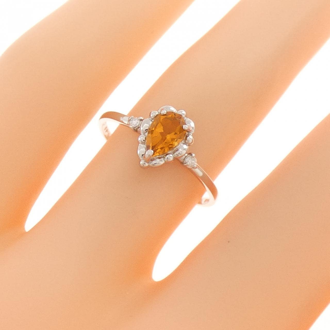 PT950 シトリン リング 0.40CT