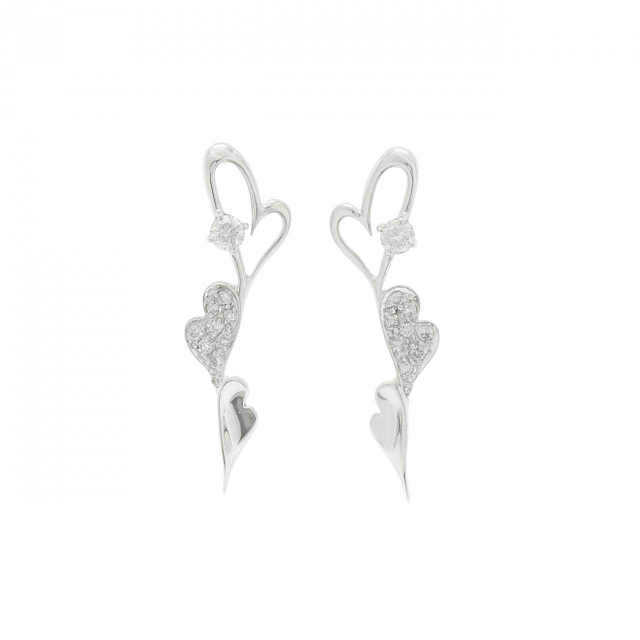 K18WG ハート ダイヤモンド ピアス 0.40CT
