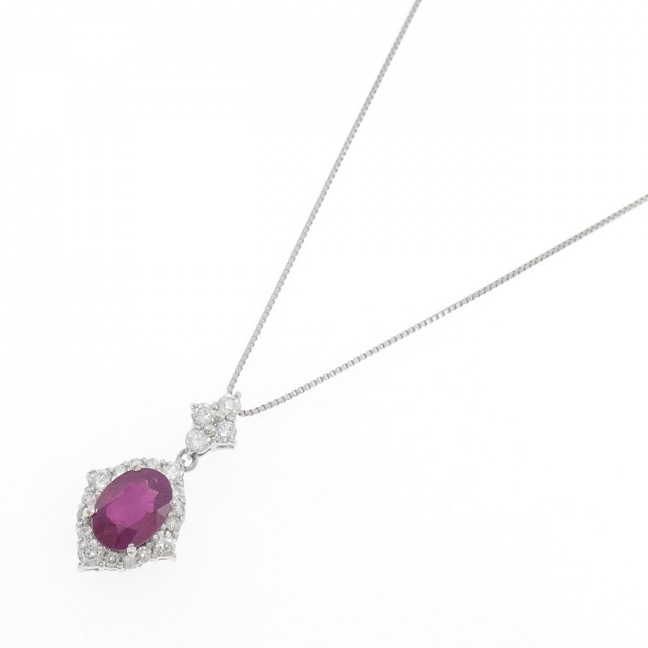 PT900/PT850 ルビー ネックレス 0.98CT