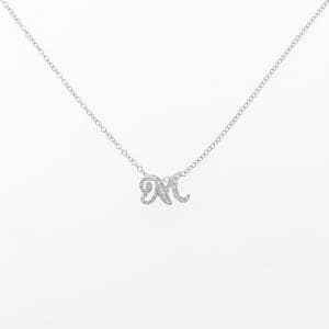 K18WG/750WG イニシャルM ピンクダイヤモンド ネックレス 0.005CT