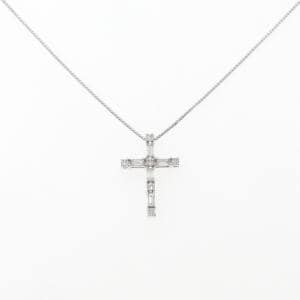 K18WG クロス ダイヤモンド ネックレス 0.53CT