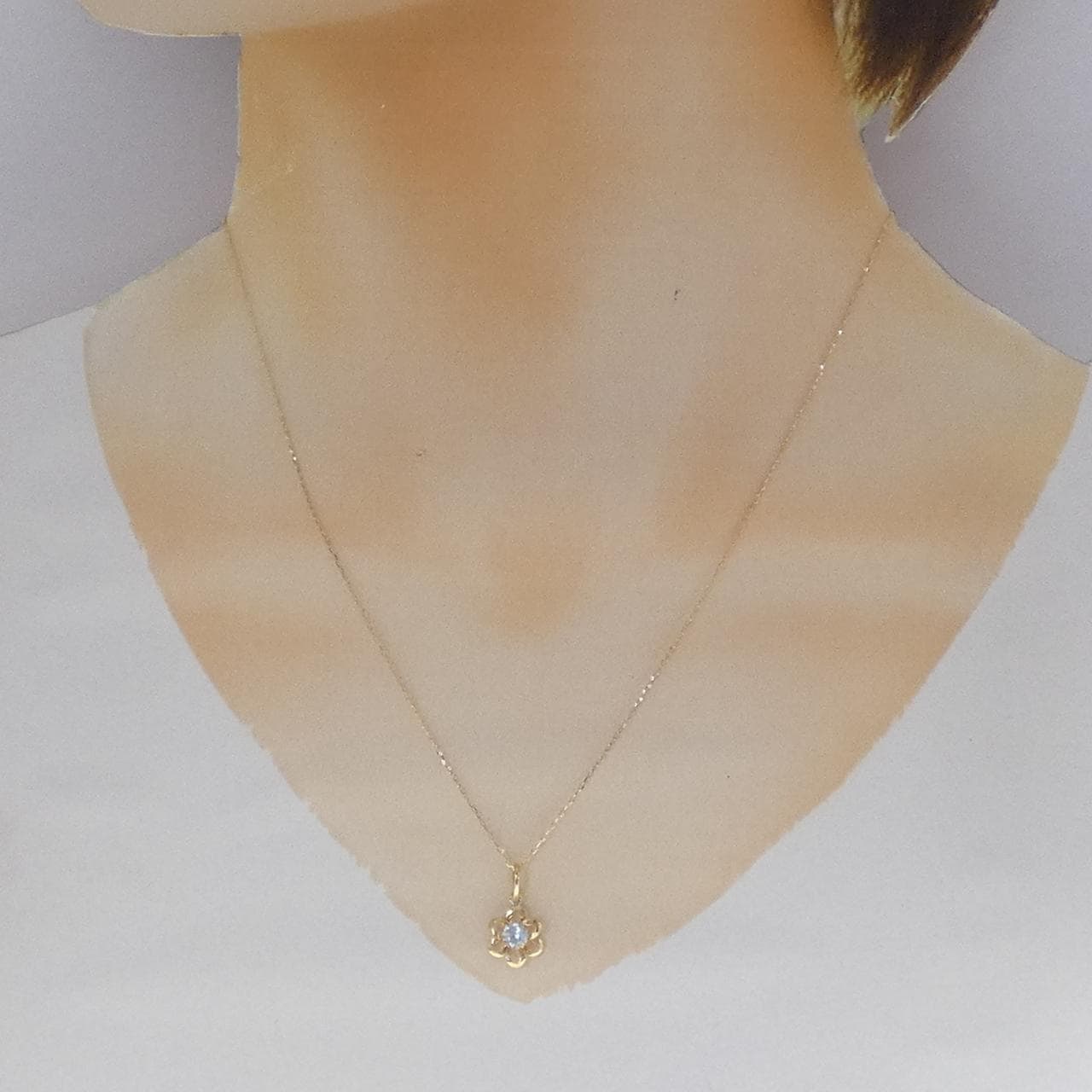 K18YG フラワー ブルートパーズ ネックレス