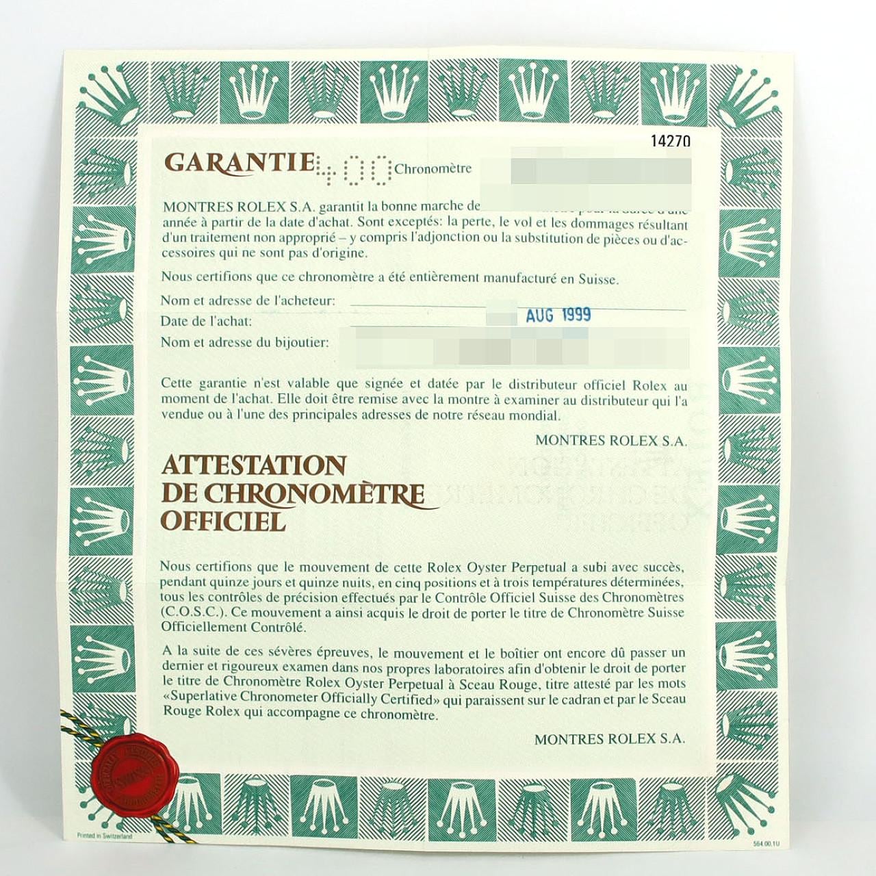 ロレックス エクスプローラーI 14270 SS 自動巻 A番