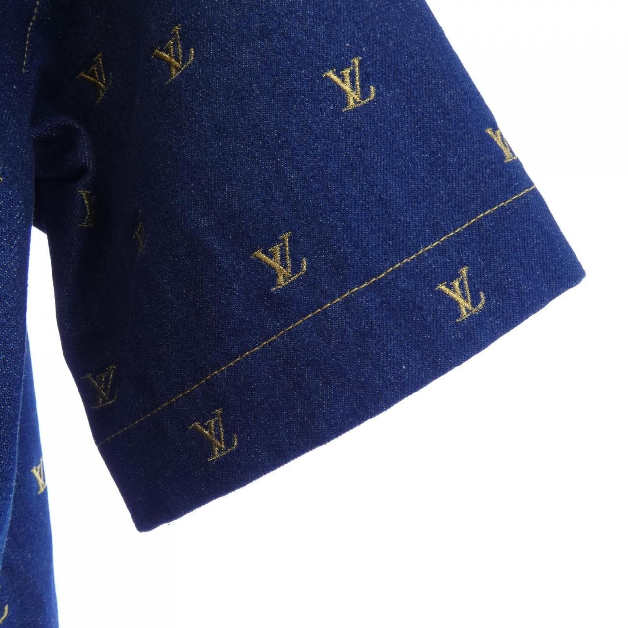 ルイヴィトン LOUIS VUITTON エンブロイダードシグネチャーショートスリーブデニムシャツ HQS90WJX1 S／Sシャツ