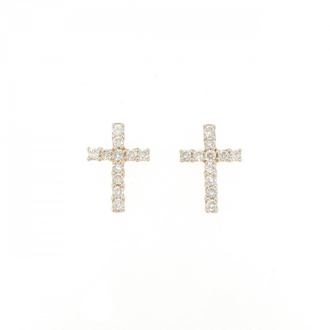 K18PG クロス ダイヤモンド ピアス 0.50CT