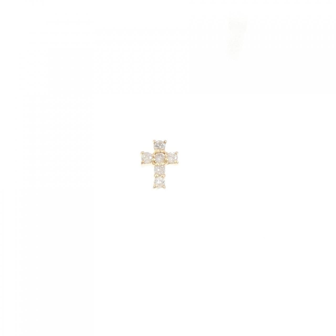 K18YG クロス ダイヤモンド ピアス 0.06CT 片耳