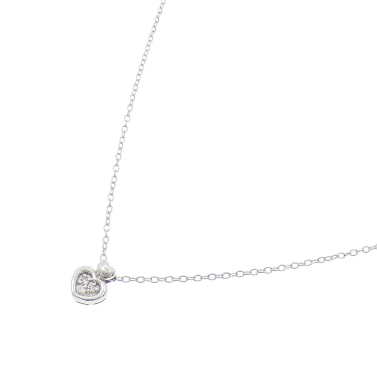 K18WG/PT850 ハート ダイヤモンド ネックレス 0.03CT