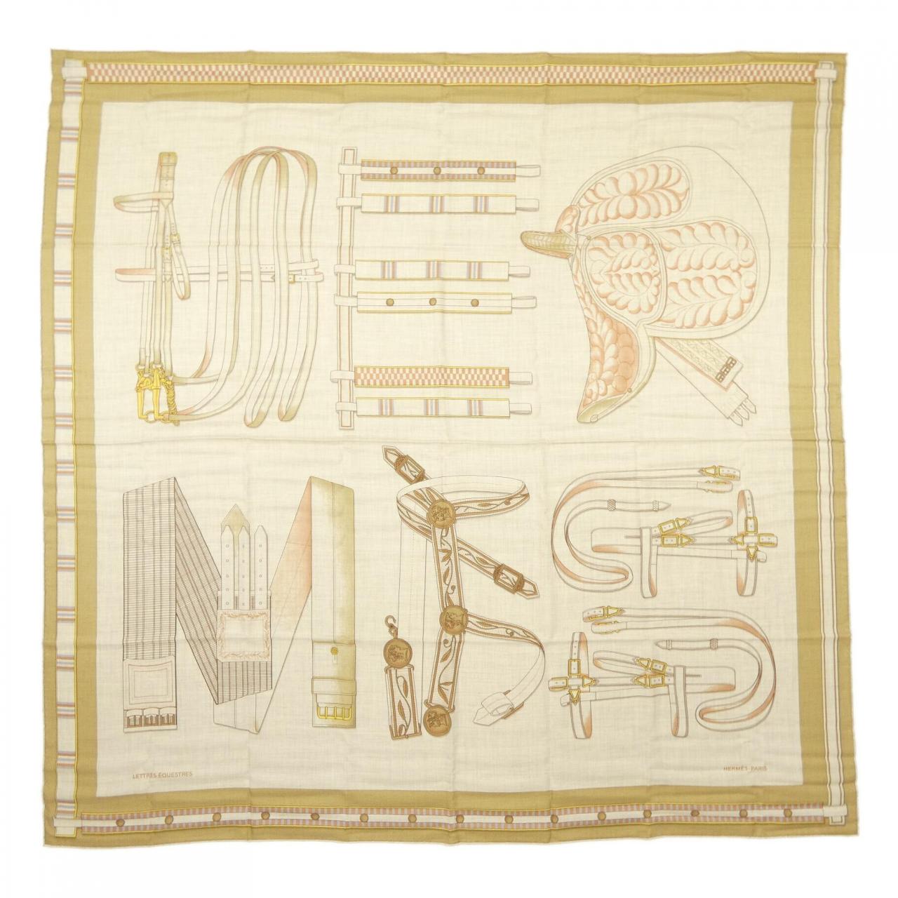 エルメス HERMES LETTRES EQUESTRES H244039S カレジェアン140 ショール