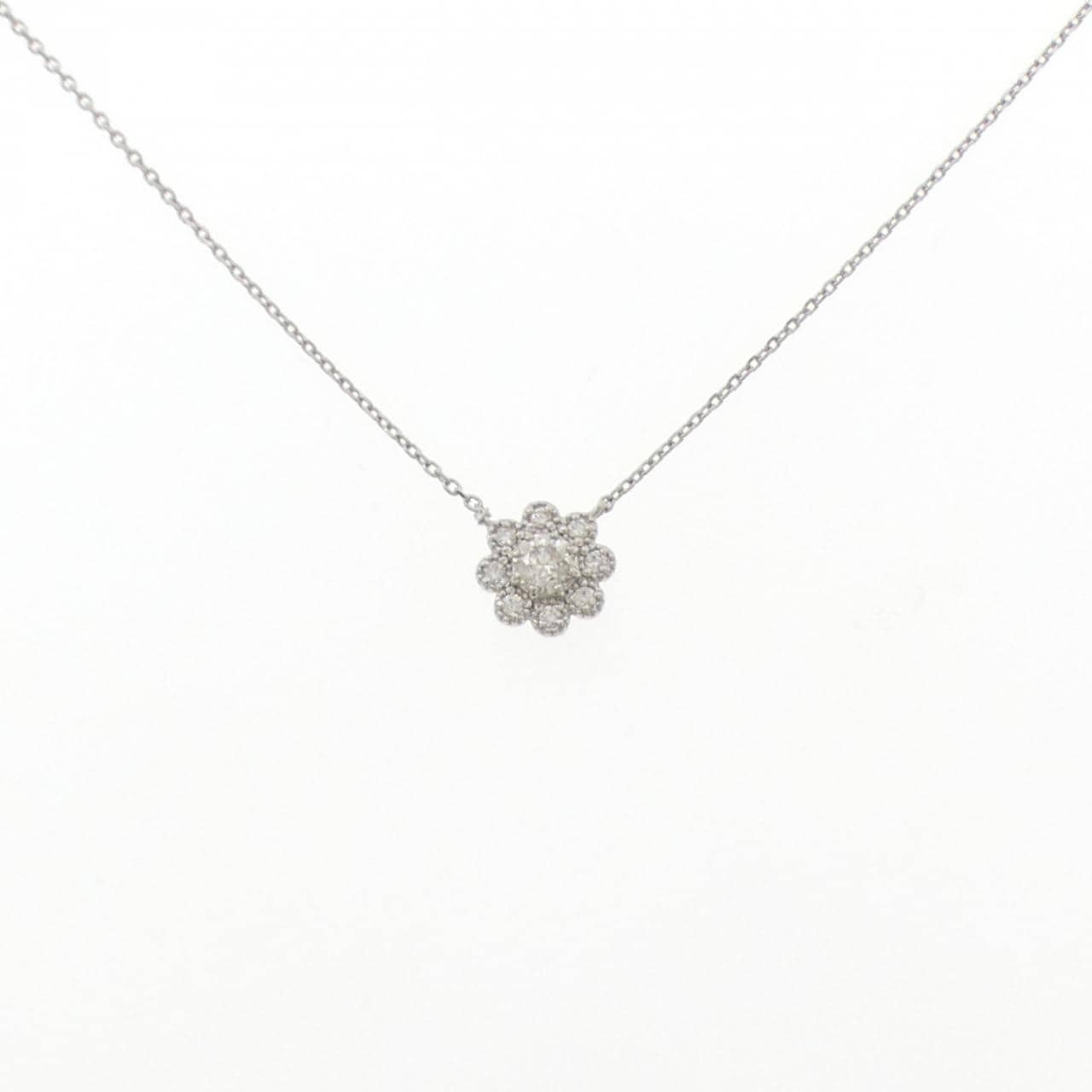 PT900/PT850 フラワー ダイヤモンド ネックレス 0.20CT