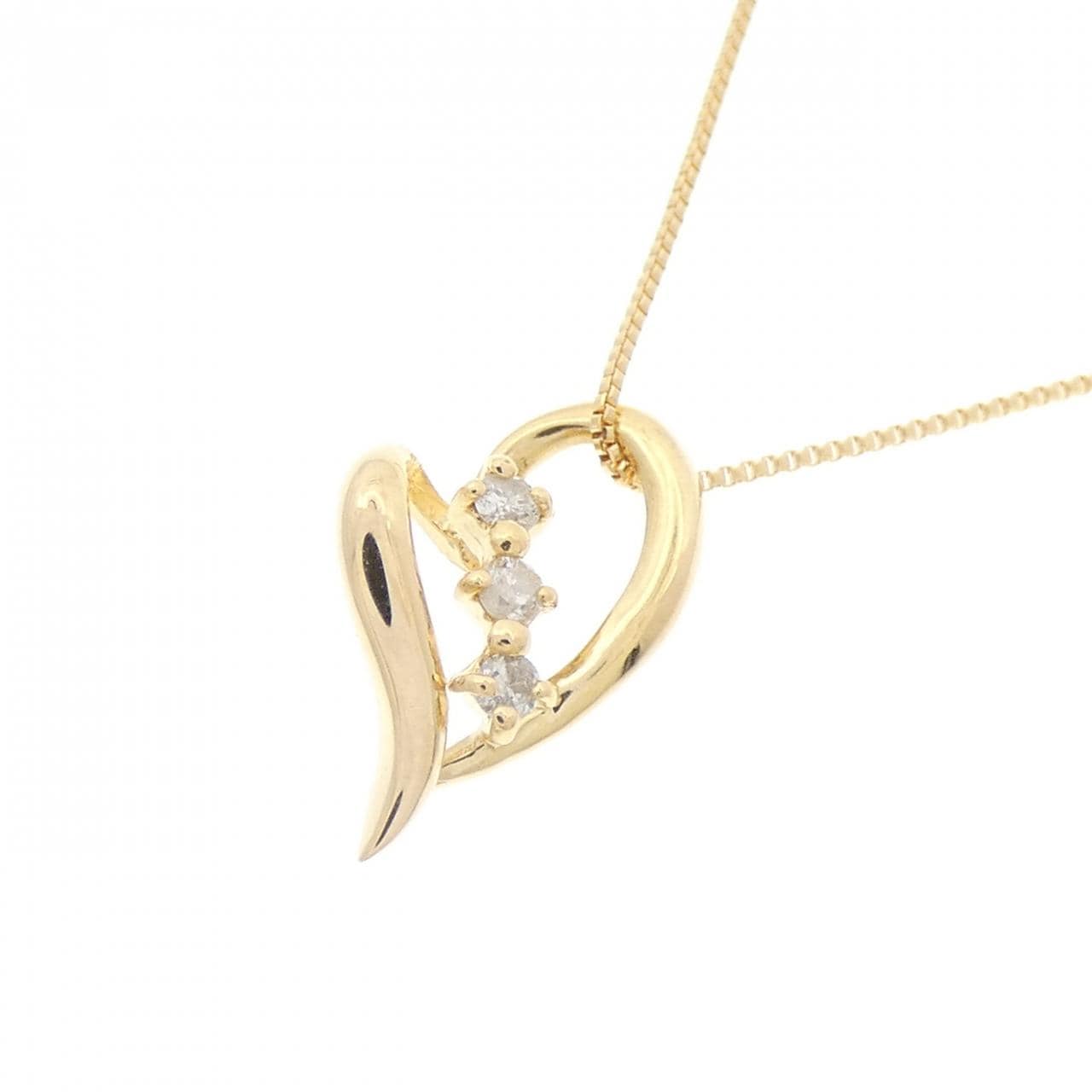 K18YG ハート ダイヤモンド ネックレス 0.04CT