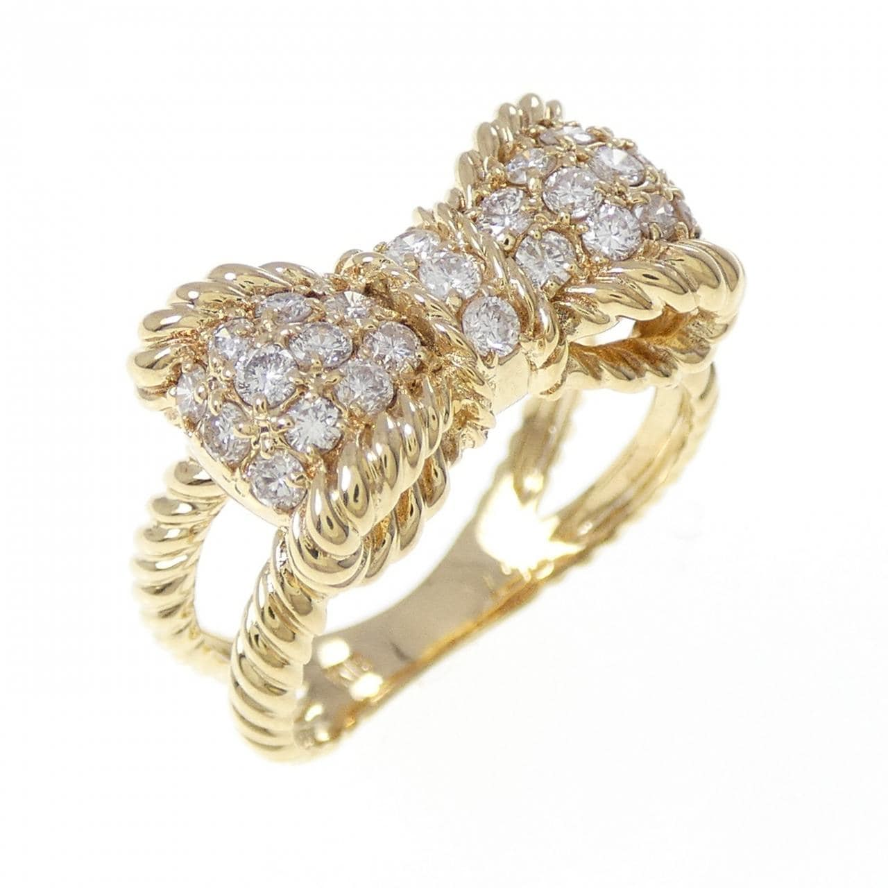 K18YG リボン ダイヤモンド リング 0.51CT