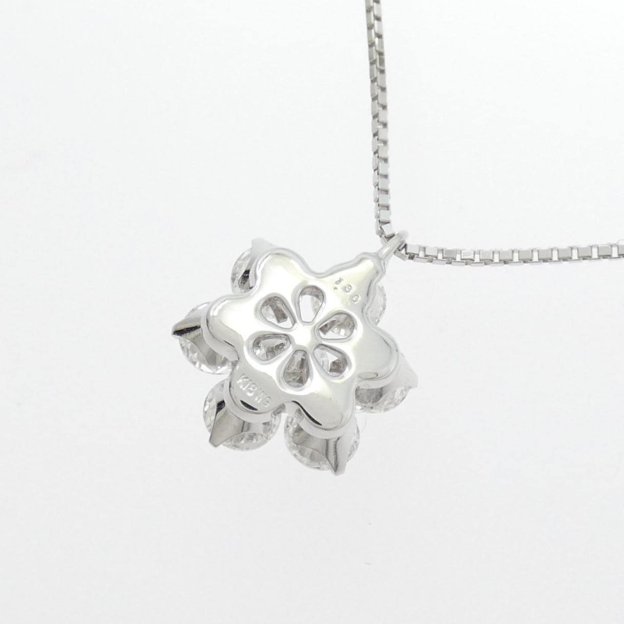 K18WG フラワー ダイヤモンド ネックレス 1.30CT