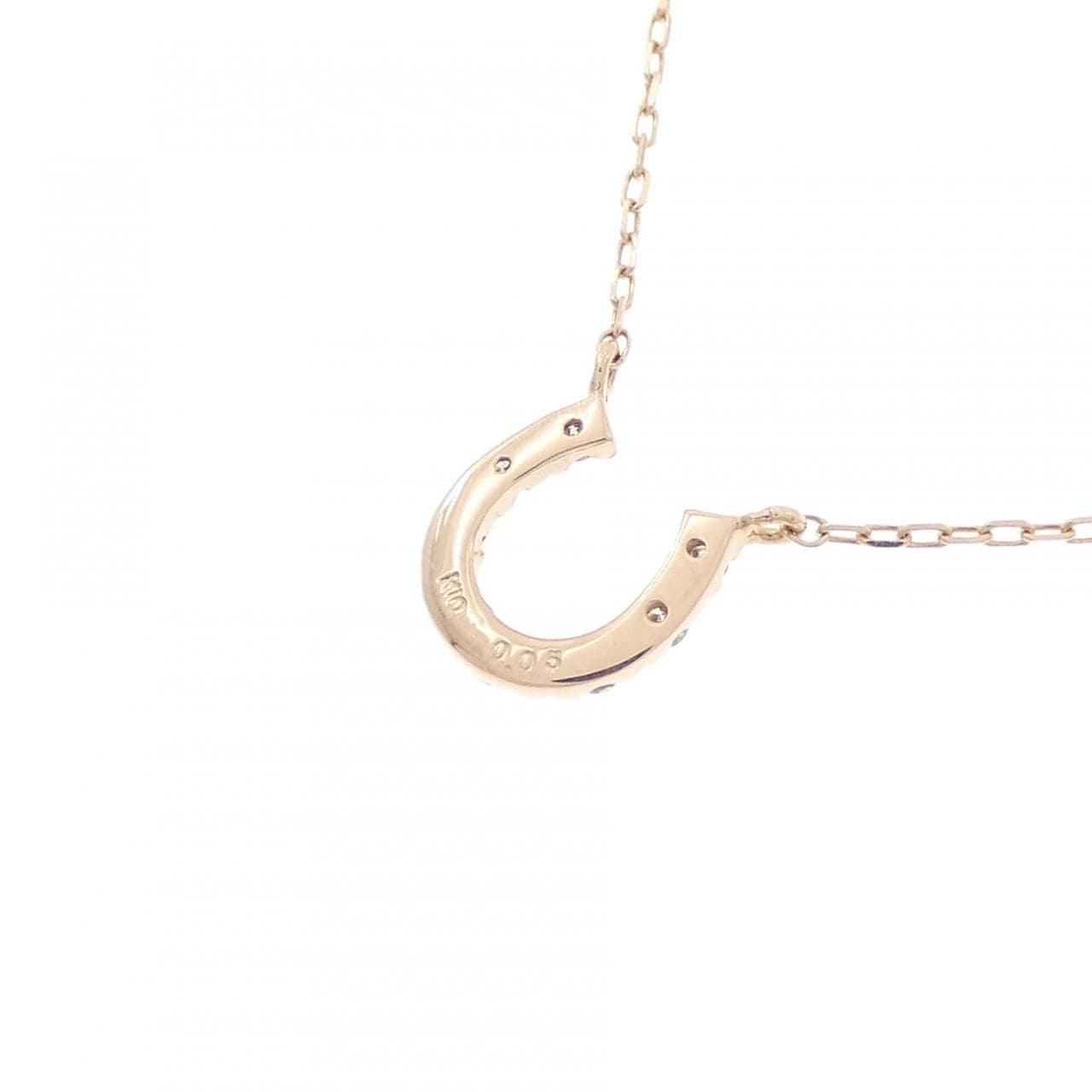 K10PG ホースシュー ダイヤモンド ネックレス 0.05CT