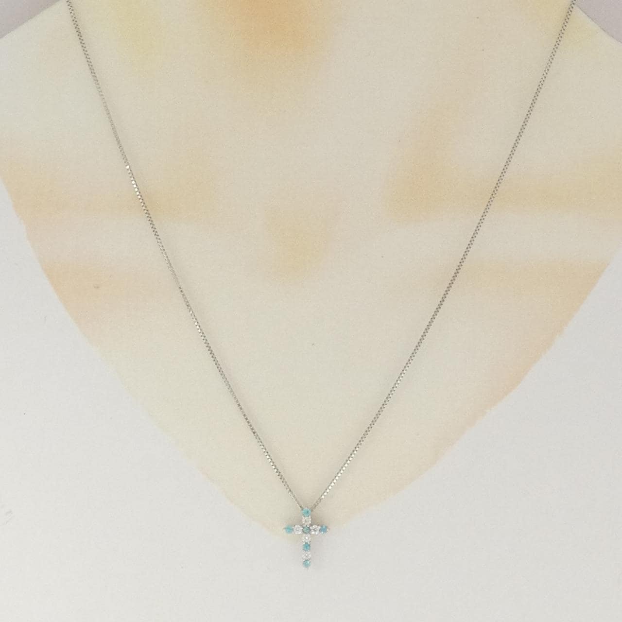 K18WG クロス トルマリン ネックレス 0.14CT