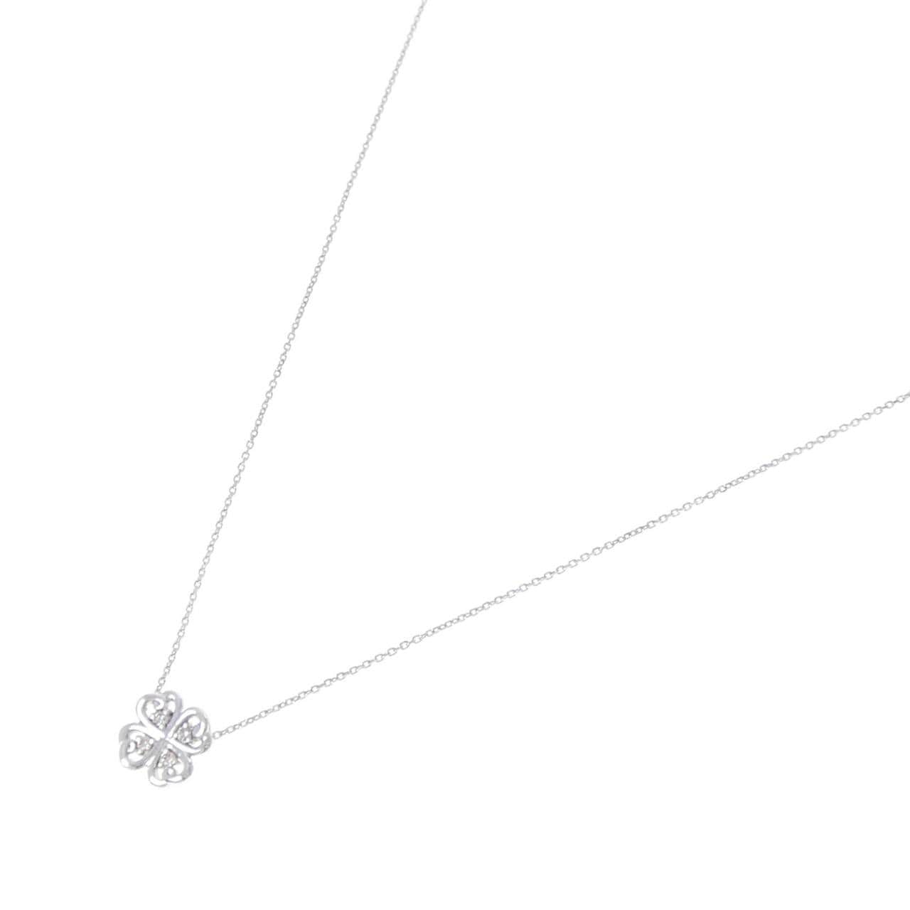 K10WG クローバー ダイヤモンド ネックレス 0.02CT