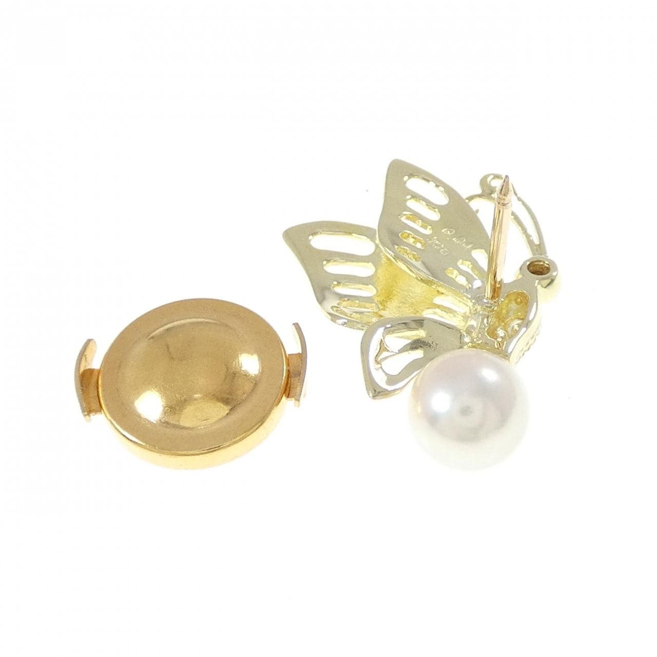 K18YG バタフライ アコヤパール ブローチ 6.0mm
