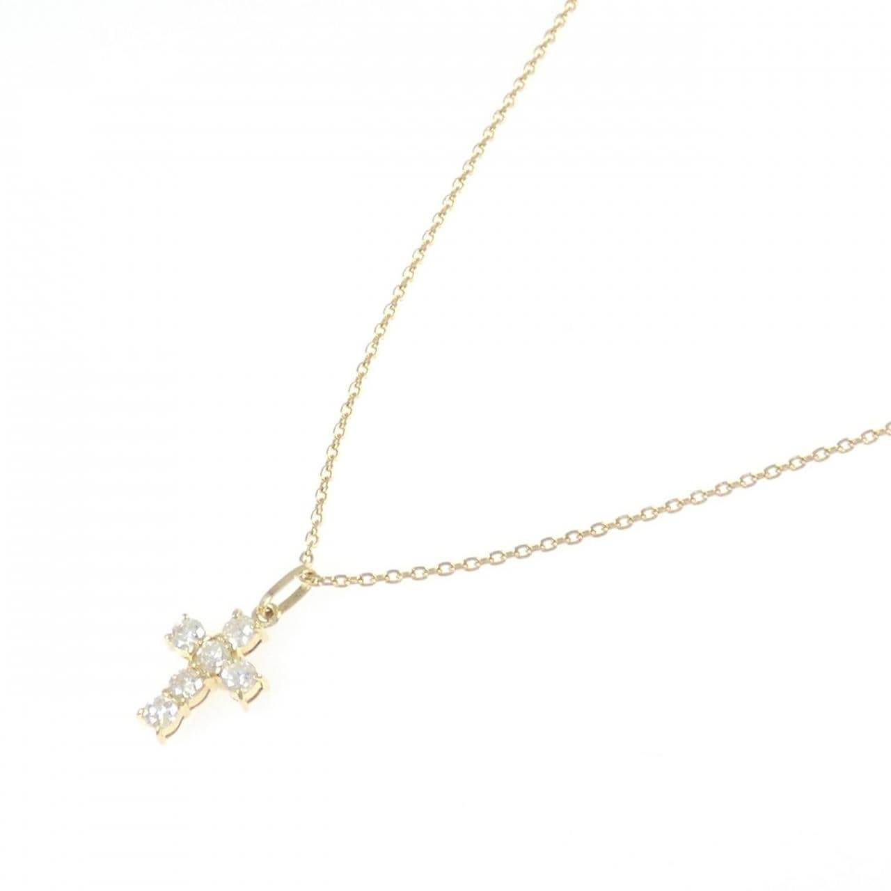 K18YG クロス ダイヤモンド ネックレス 0.45CT