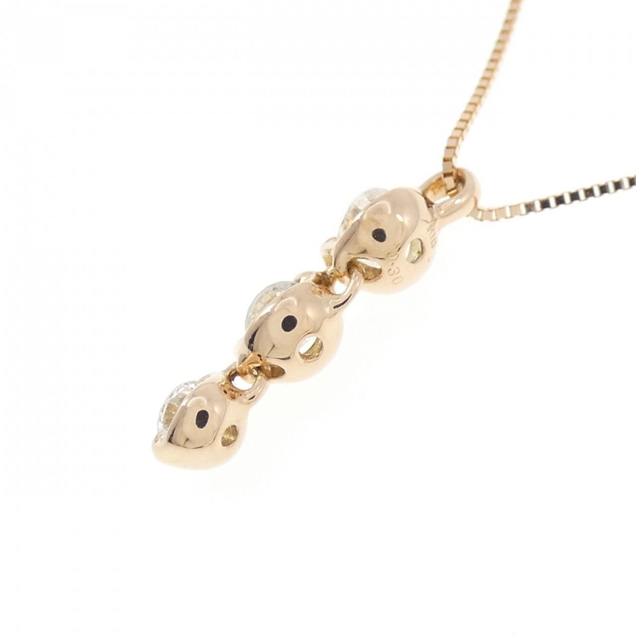 K18PG 三石鑽石項鍊 0.30CT