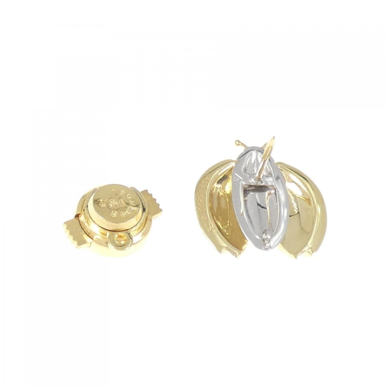 K18YG/PT900 テントウムシ ダイヤモンド ブローチ 0.25CT