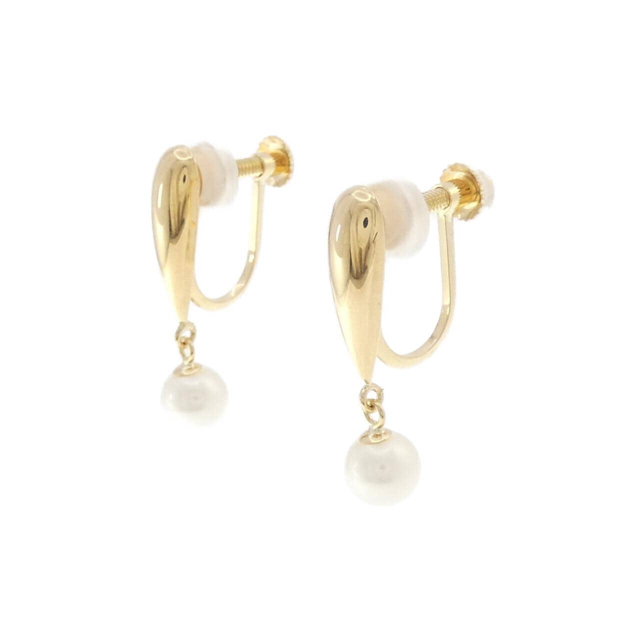 K18YG 淡水パール イヤリング 4.6mm