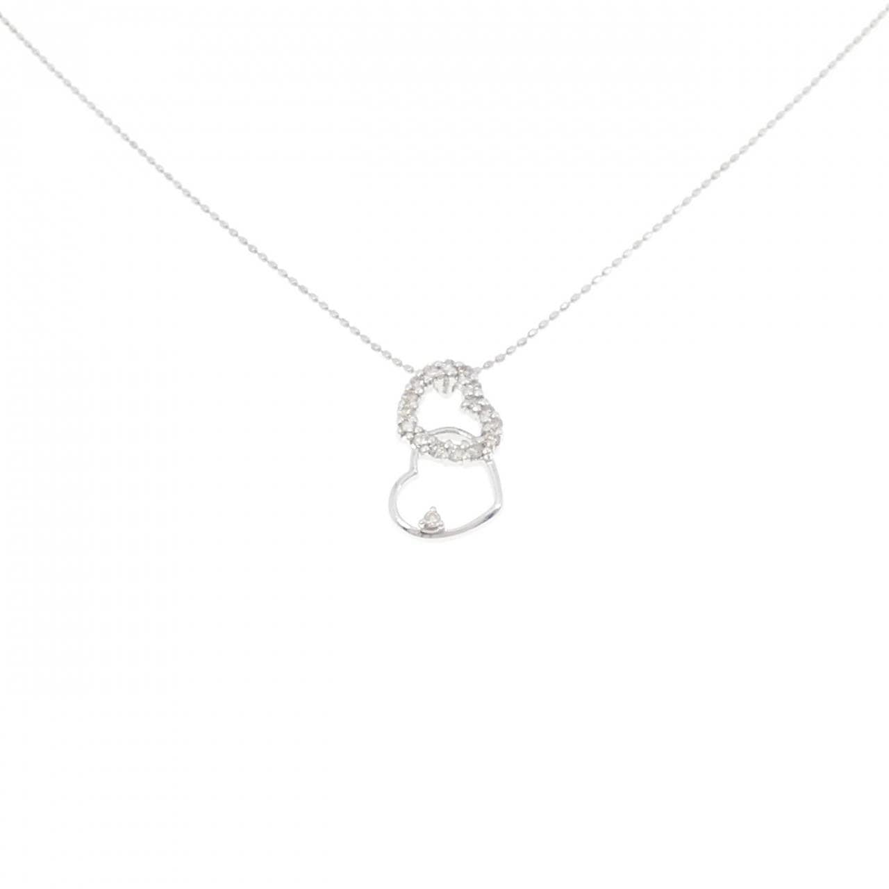 K18WG ハート ダイヤモンド ネックレス 0.20CT