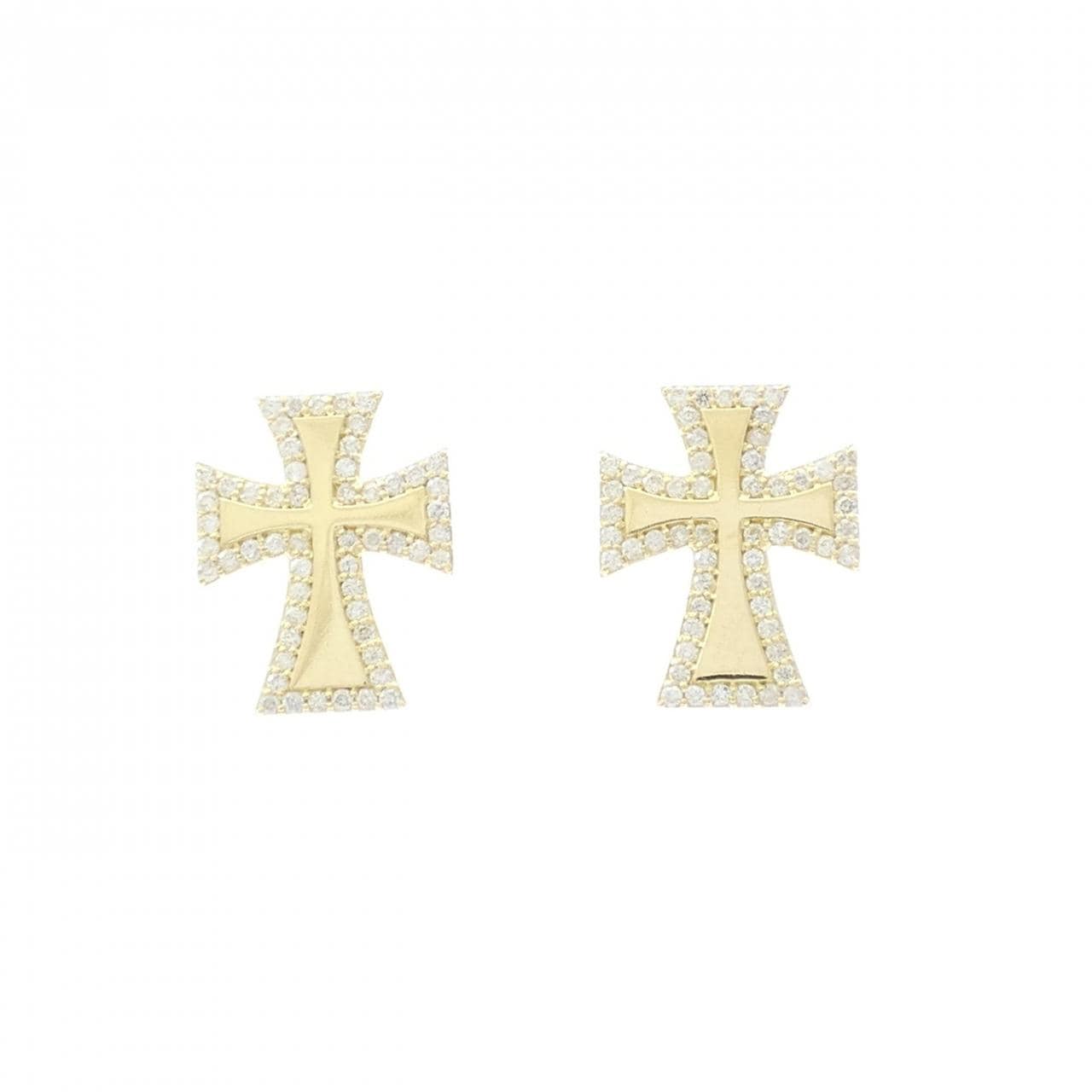 K18YG クロス ダイヤモンド ピアス 0.40CT