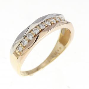 K18YG/PT900/K18PG ダイヤモンド リング 0.18CT