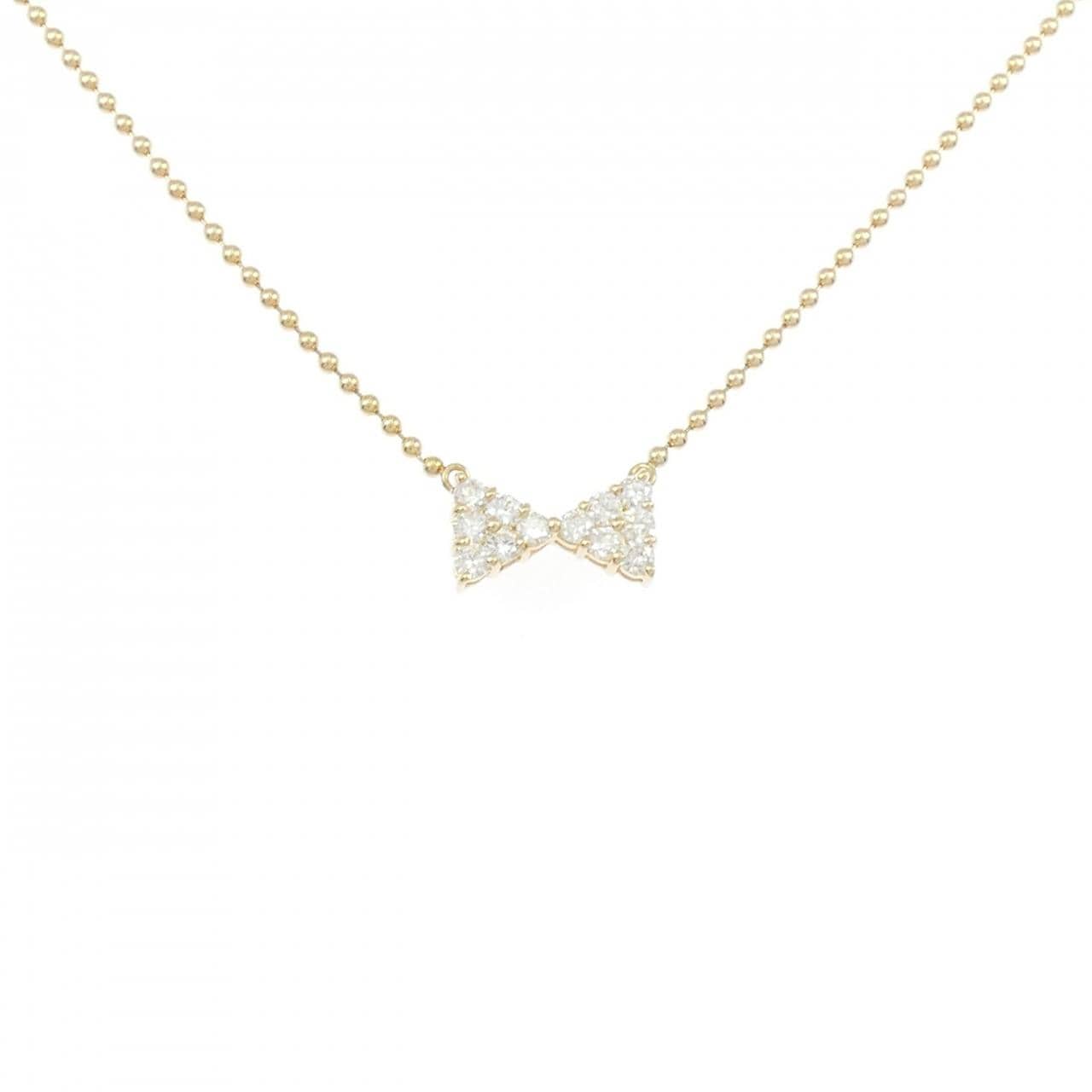 K18YG リボン ダイヤモンド ネックレス 0.50CT