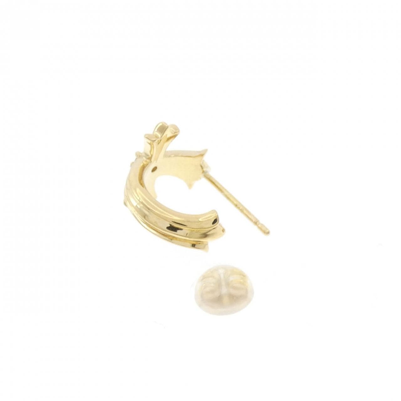 【新品】K18YG クロス ダイヤモンド ピアス 0.03CT 片耳