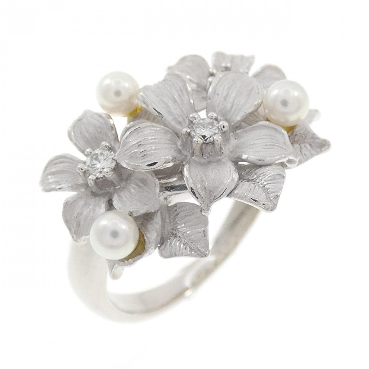 PT900 フラワー アコヤパール リング