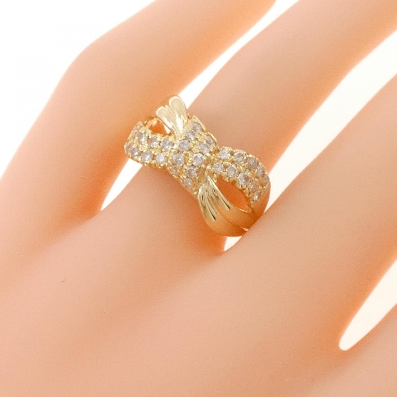 K18YG リボン ダイヤモンド リング 0.48CT