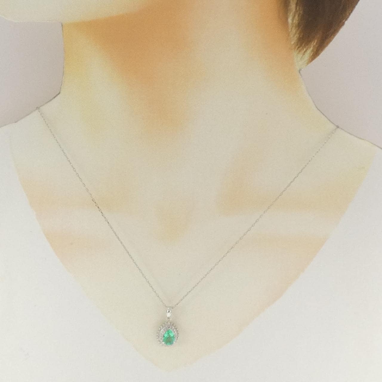PT900/PT850 エメラルド ネックレス 0.74CT