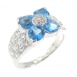 K18WG フラワー ブルートパーズ リング 1.65CT