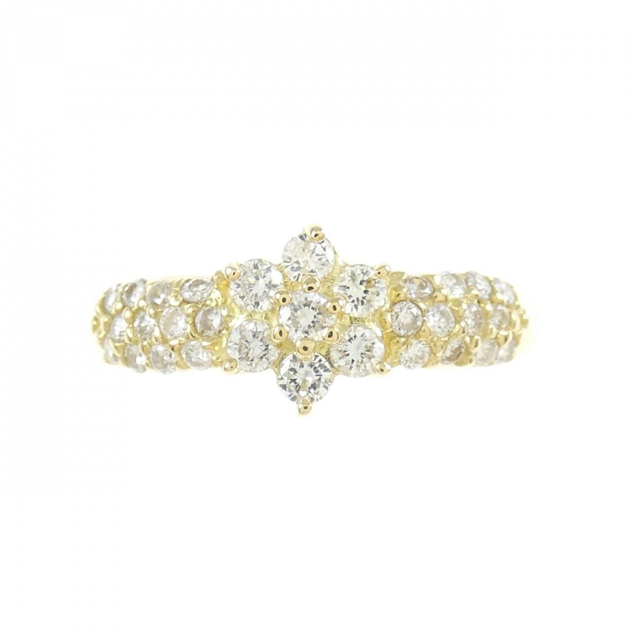 K18YG フラワー ダイヤモンド リング 0.38CT