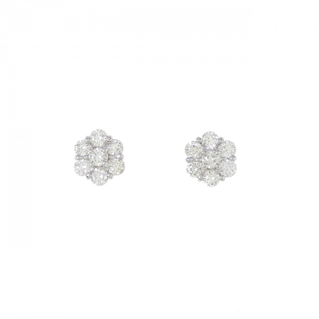 【新品】PT フラワー ダイヤモンド ピアス 0.60CT