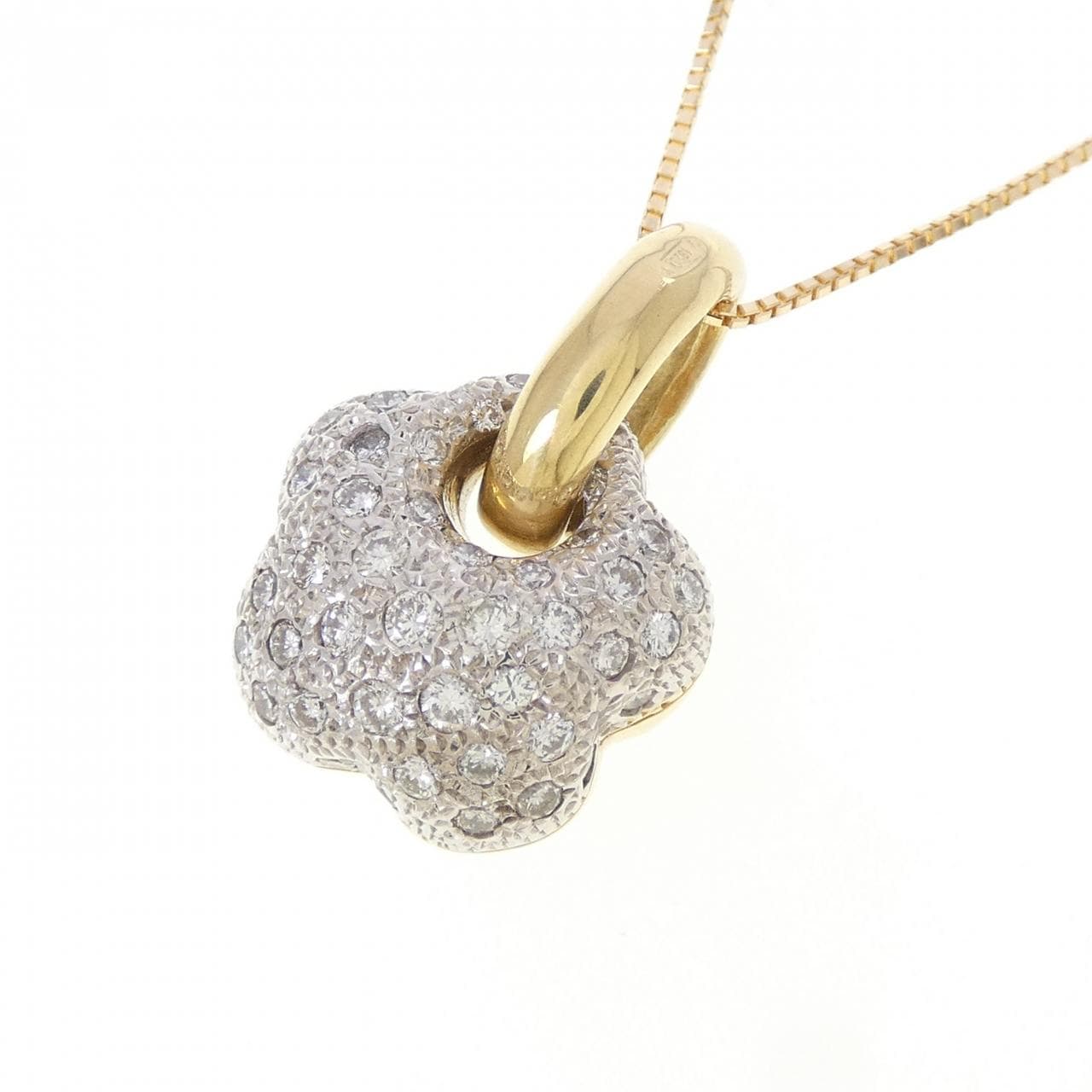 750YG/750WG/K18 パヴェ ダイヤモンド ネックレス 0.56CT