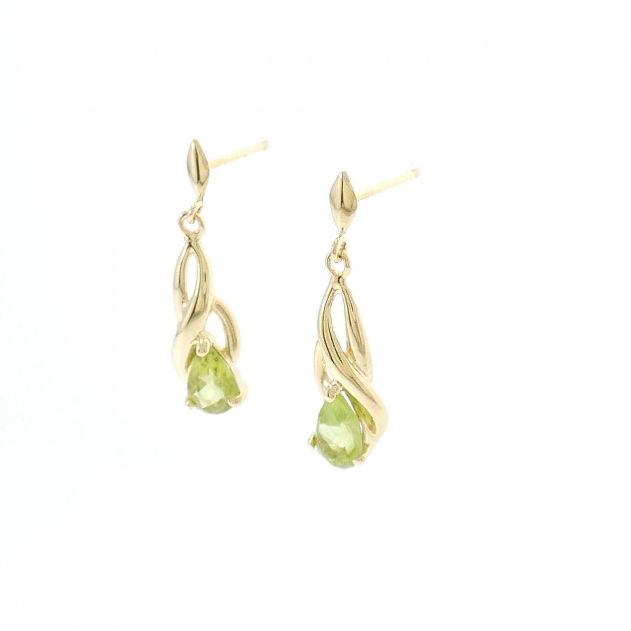 K18YG ペリドット ピアス