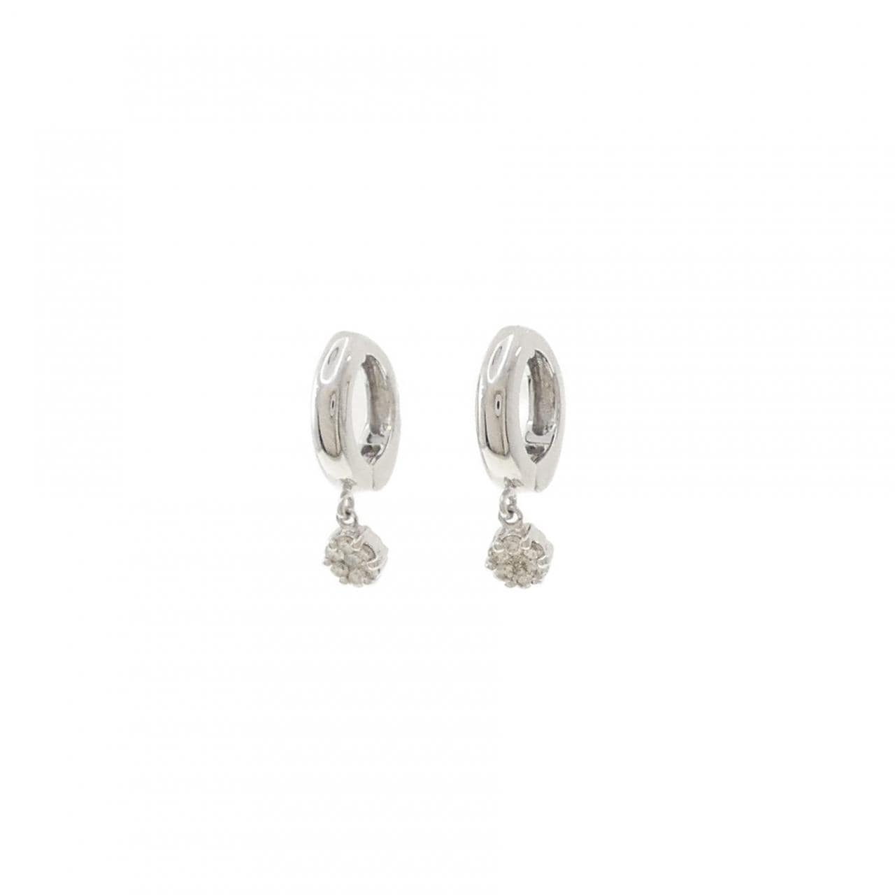 K18WG/K14WG フラワー ダイヤモンド イヤリング 0.20CT