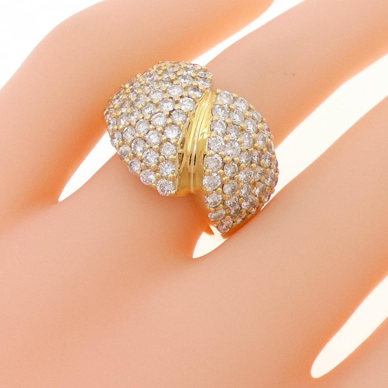 K18YG パヴェ ダイヤモンド リング 2.38CT