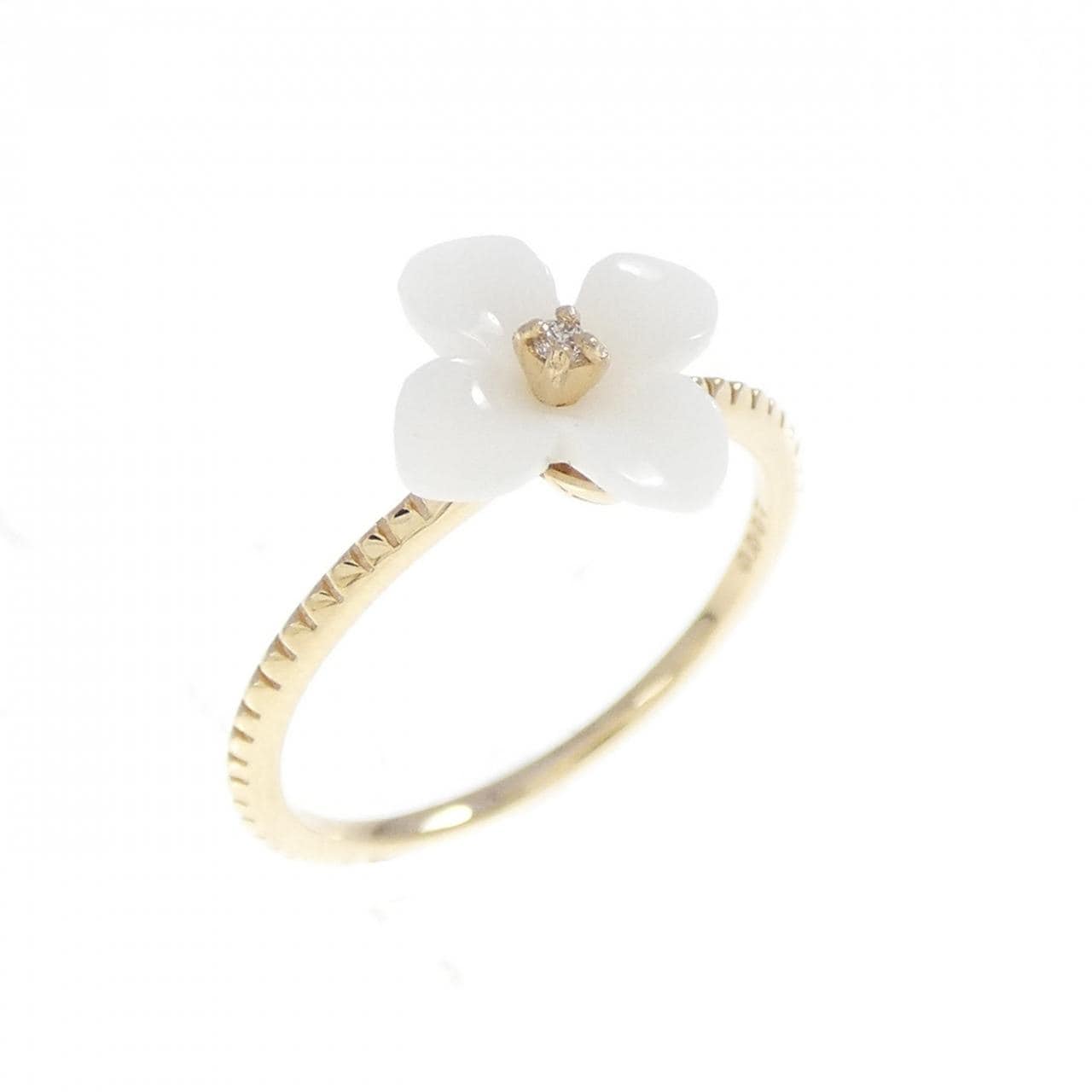 K10YG フラワー サンゴ ピンキーリング