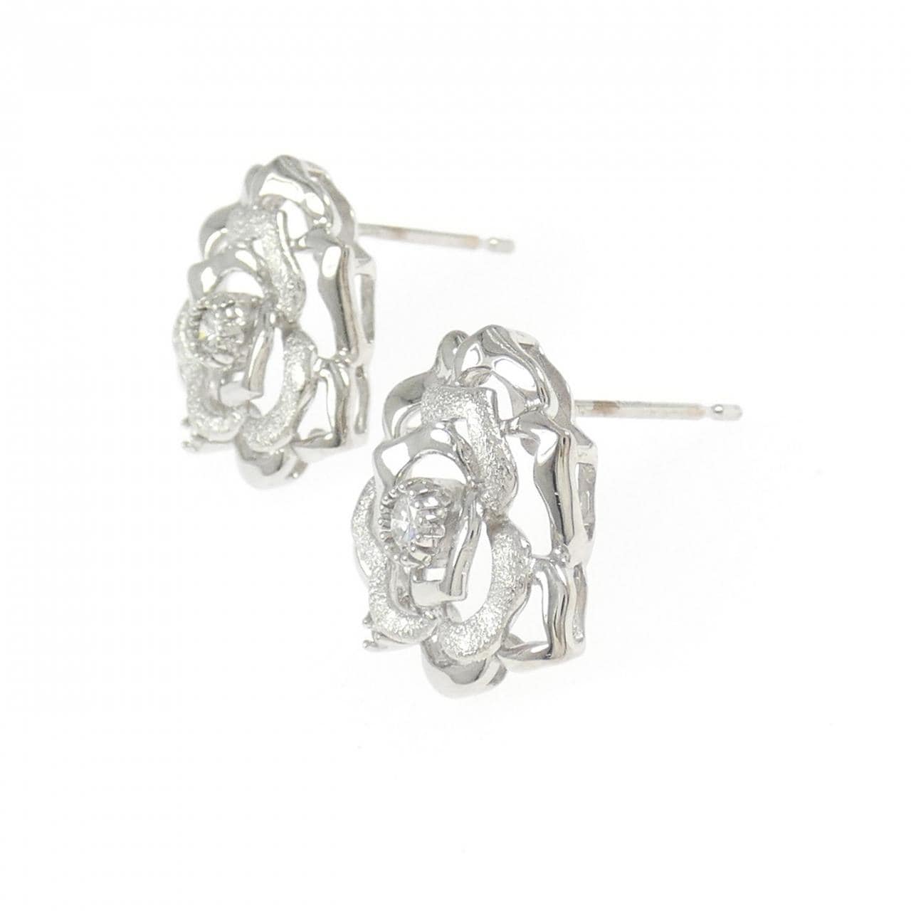 K18WG玫瑰金鑽石耳環 0.14克拉