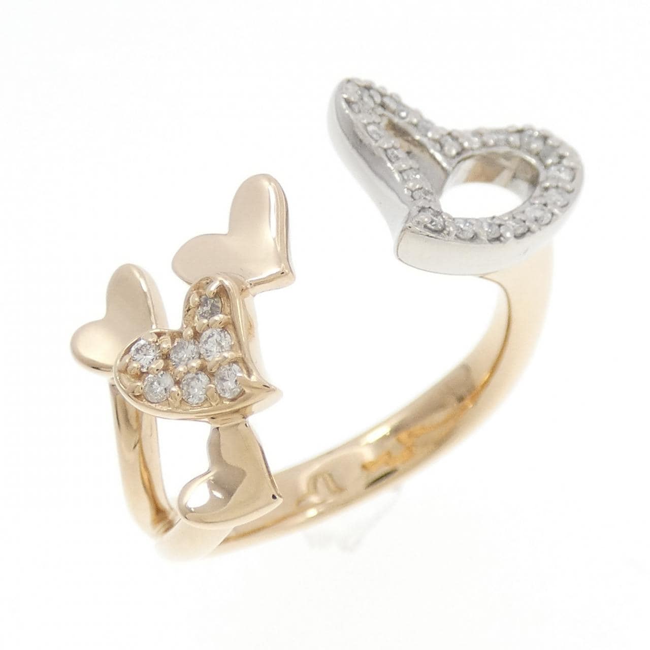 K18PG/K18WG ハート ダイヤモンド リング 0.17CT