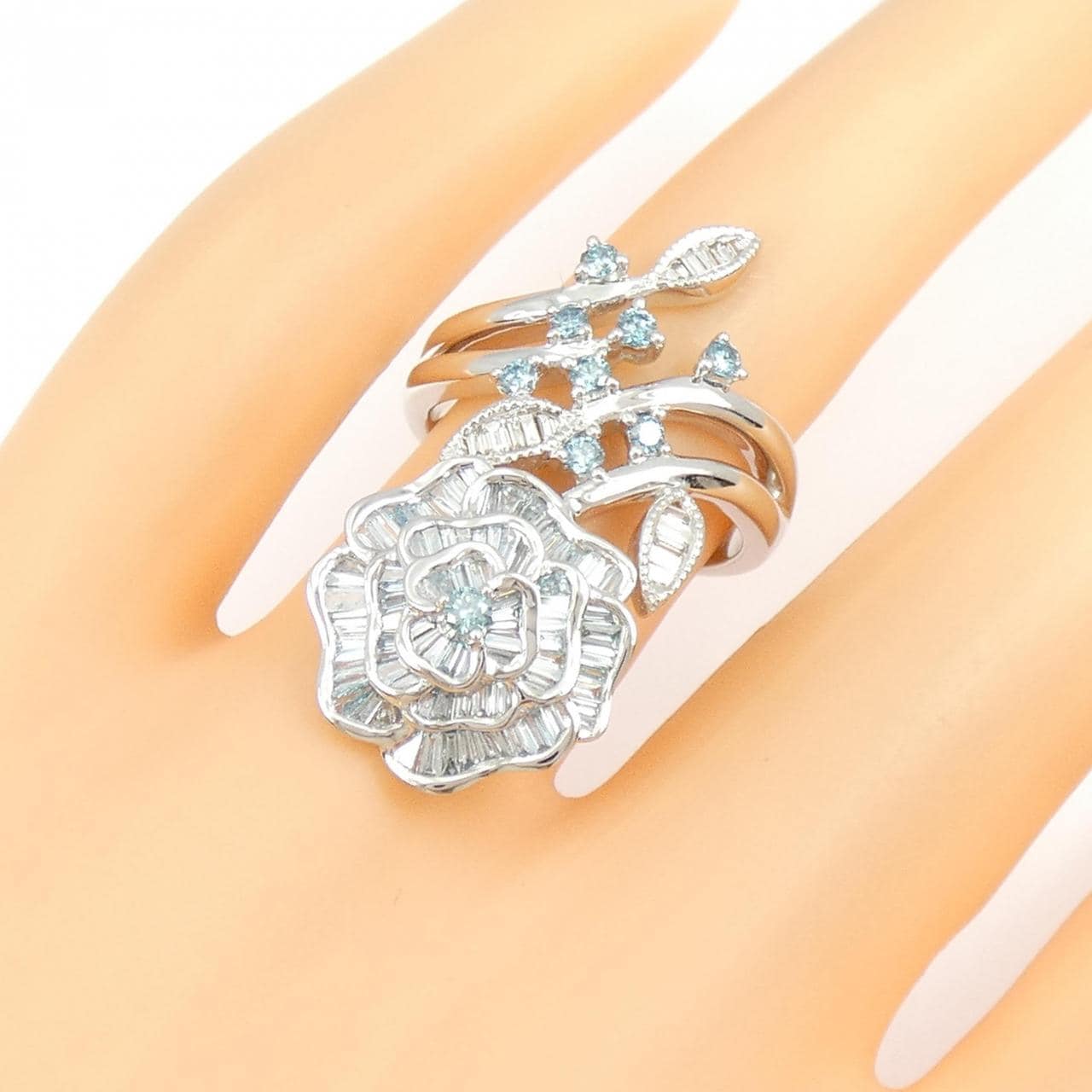 K18WG ローズ ダイヤモンド リング 0.98CT