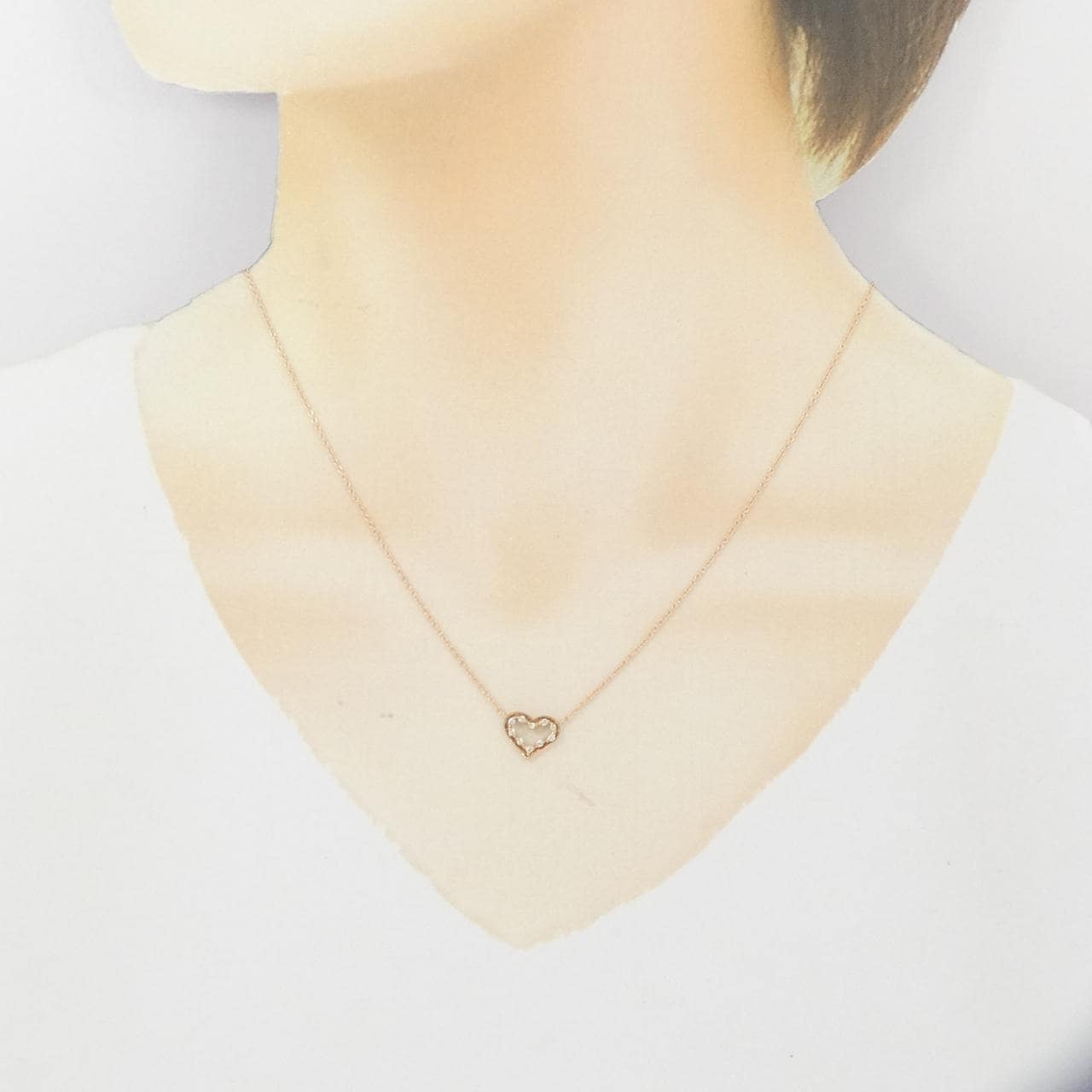K18PG ハート ダイヤモンド ネックレス 0.07CT