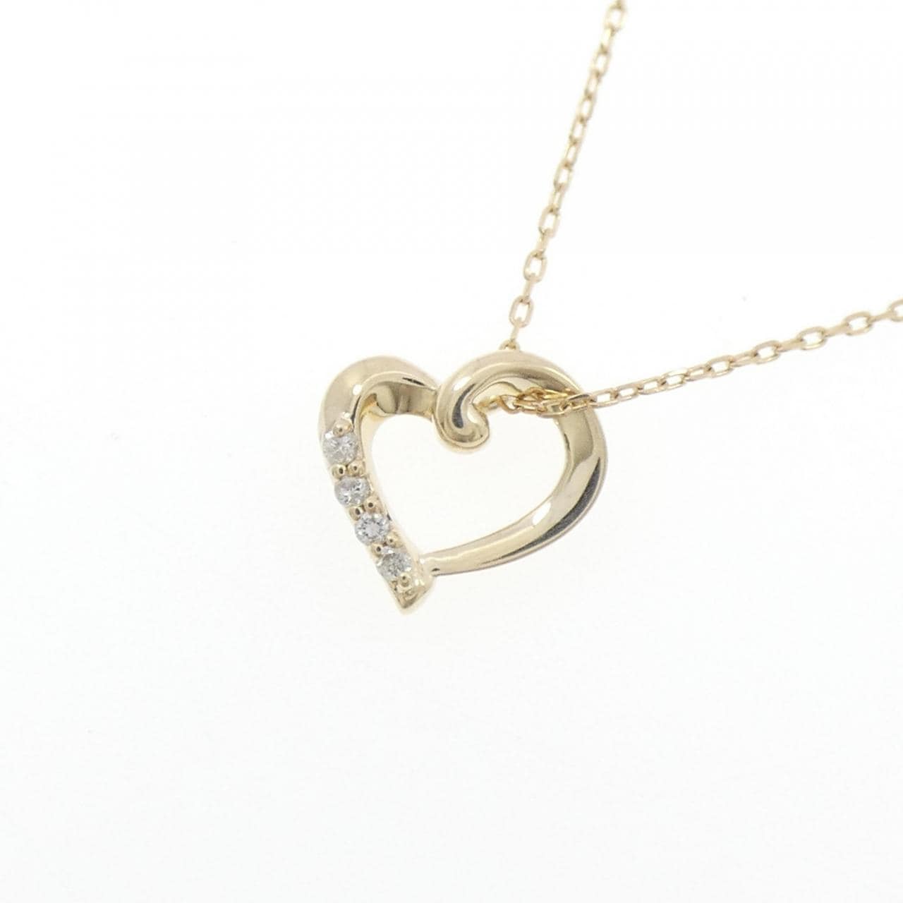 K10YG ハート ダイヤモンド ネックレス 0.01CT