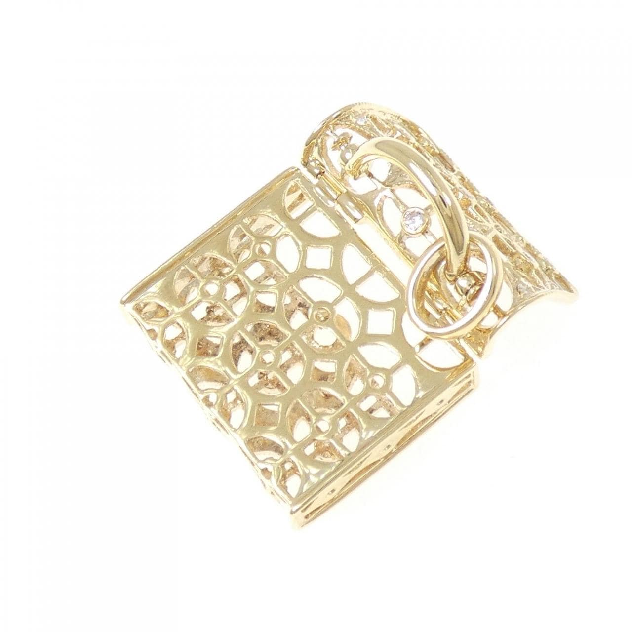 K18YG バッグ ダイヤモンド ペンダント 0.25CT