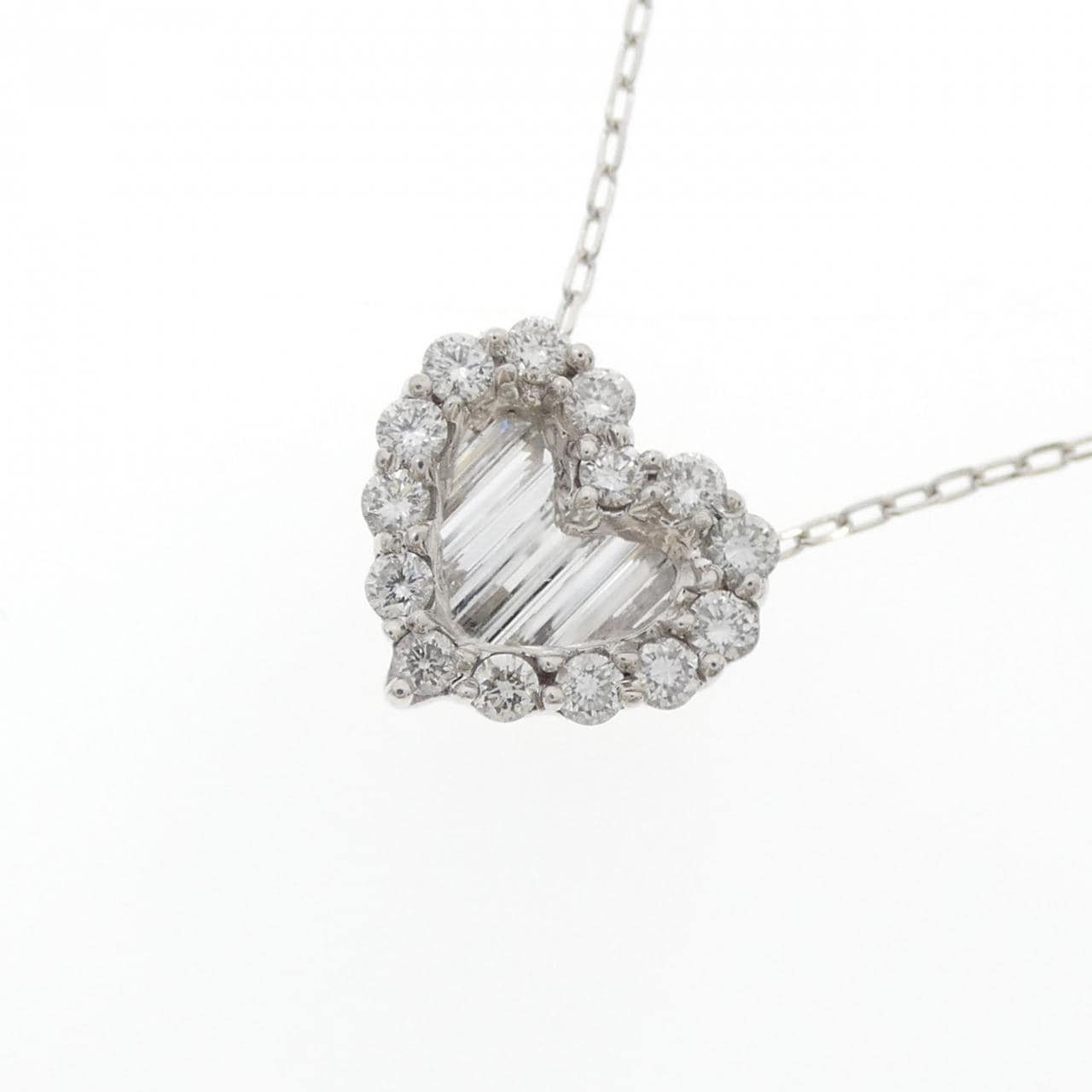 K18WG ハート ダイヤモンド ネックレス 0.72CT