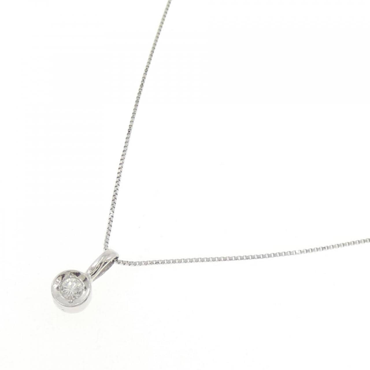 PT900/PT850 ソリティア ダイヤモンド ネックレス 0.09CT