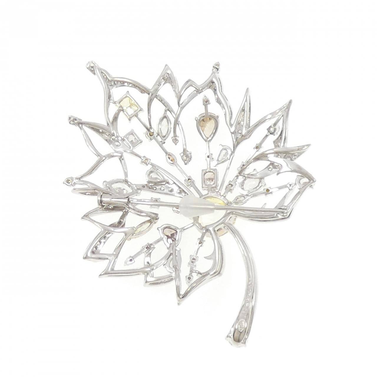 750WG リーフ ダイヤモンド ブローチ 1.84CT